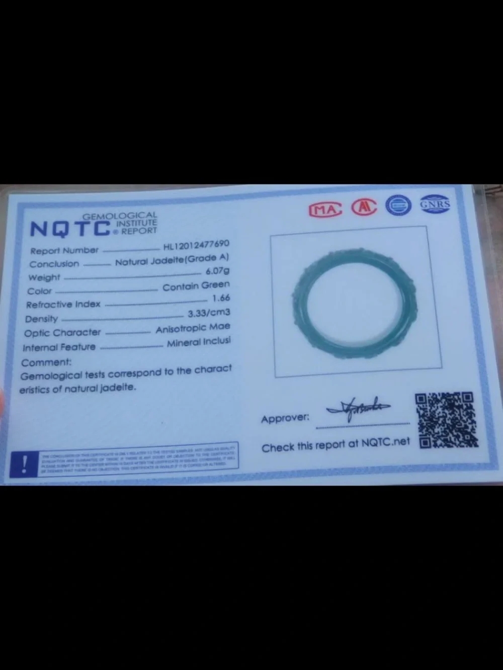 Certificate Jadeite Jewelry Jade luck Green thick Ring Size8